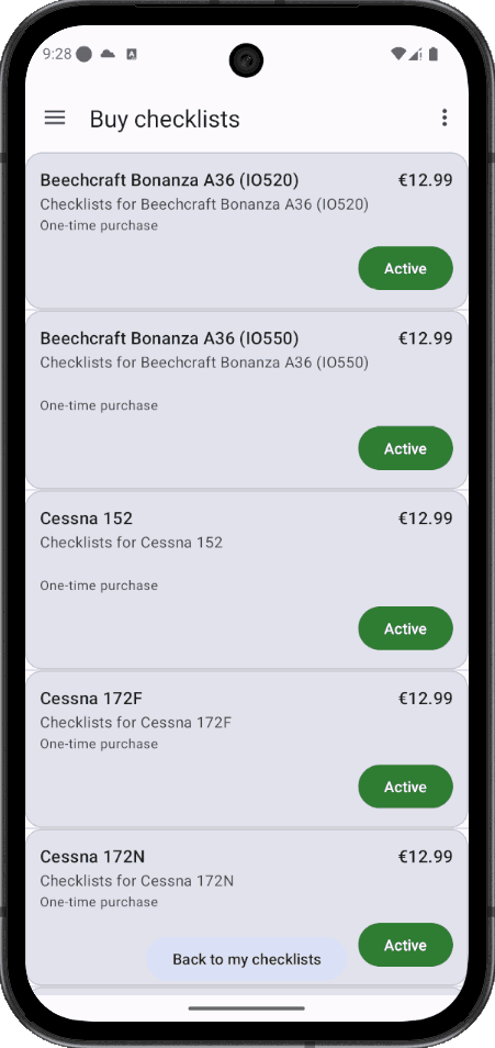 The Pilot Checklists in-app store listing aircraft checklist packs